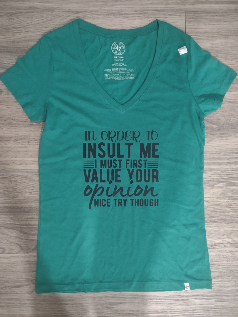 'Value Your Opinion' Teal V-Neck Graphic Tee